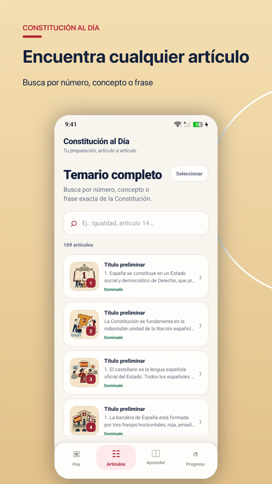 Listado de artículos de la Constitución